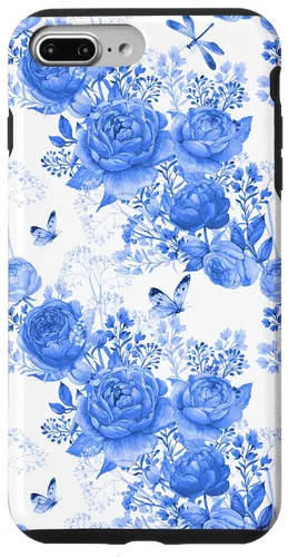 Vista 12 de Funda para iPhone 16 French Country Floral Azul Blanco Toile Grandmillennial Roses