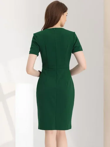 Vista 3 de Allegra K Vestido tubo de manga corta para mujer, vestido de tubo ajustado casual de negocios