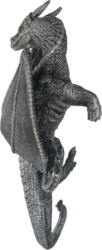 Vista 8 de Colgador de valla de gárgola con alas de dragón para decoración de pared al aire libre, estatua colgante detallada, dragón gótico trepador grotesco