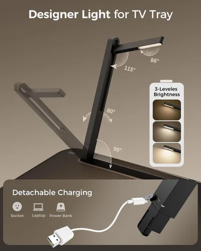 Vista 6 de SAIJI - Mesa plegable para TV, altura e inclinación, ajustable, resistente, bandeja para TV, bandejas plegables multifunción para comer, trabajar