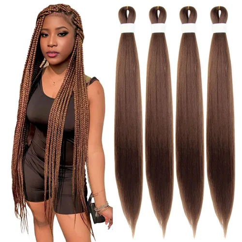 Vista 62 de Cabello trenzado burdeos, 10 pulgadas, 4 paquetes Cabello preestirado, trenzas de ganchillo cortas y rectas, textura Yaki, fibra sintética