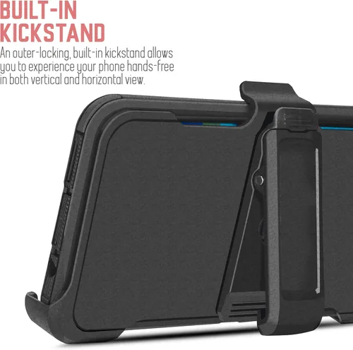 Vista 5 de Funda protectora para Moto G9 Plus, con protector de pantalla integrado, resistente grado militar, con clip para cinturón y soporte (camuflaje)