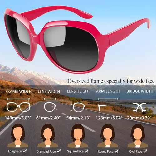 Vista 158 de Joopin Lentes de sol de gran tamaño para mujer, polarizados, grandes, para conducción, protección UV, grandes sombras