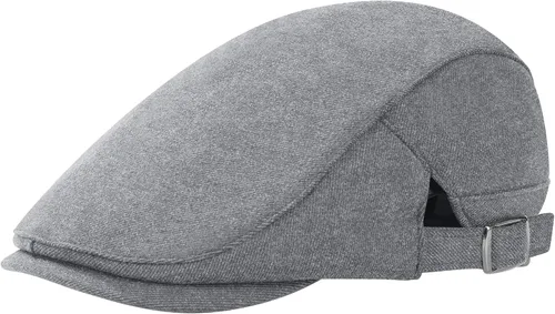 Vista 8 de Gorra de algodón ajustable de Newsboy Gorras planas Ivy Irish Gatsby Gorra Cabbie Golf Sombreros de caza para hombres Negro