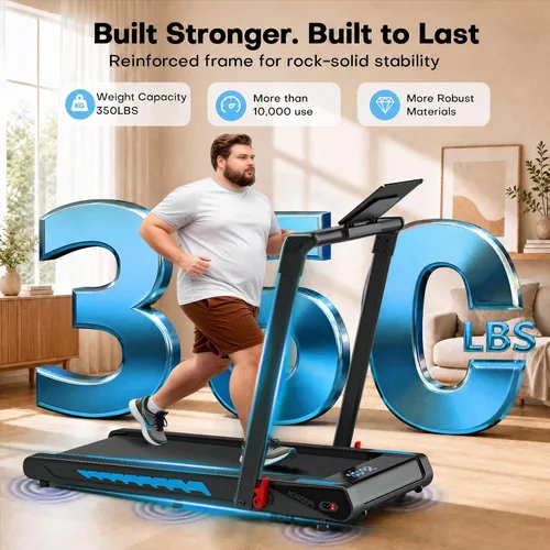 Vista 5 de Cinta de correr con altavoz, caminadora plegable 6 en 1 de 7.5 MPH para el hogar con aplicación compatible, almohadilla para caminar con 10%