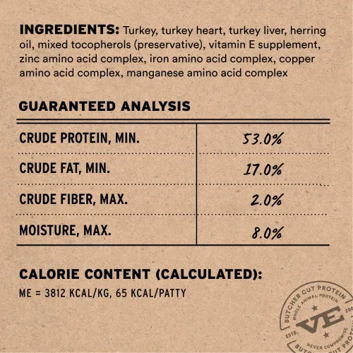 Vista 3 de Vital Essentials Alimento liofilizado para gatos, mini empanadas de pavo