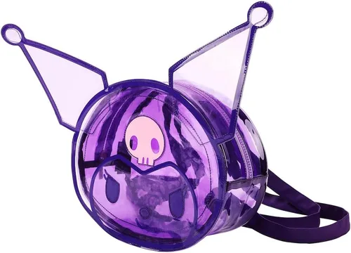 Vista 3 de Kuromi Character Head - Mini mochila de PVC morado transparente de 12 pulgadas para adulto