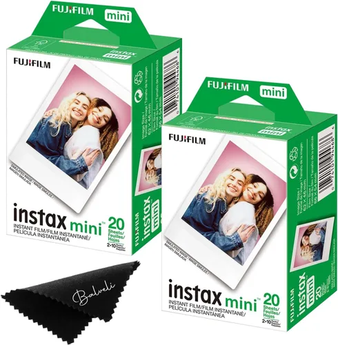 Vista 7 de Fujifilm Película Instax Mini – Paquete doble de 20 EXP en total, ISO 800, compatible con Instax Mini Evo, 12, 11, 9 modelos, incluye paño