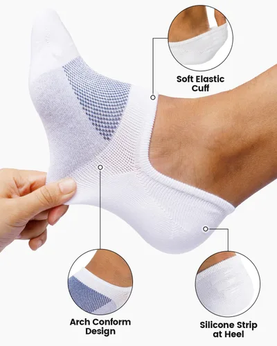 Vista 3 de IDEGG - Calcetines deportivos de algodón de corte bajo con agarre antideslizante para hombres