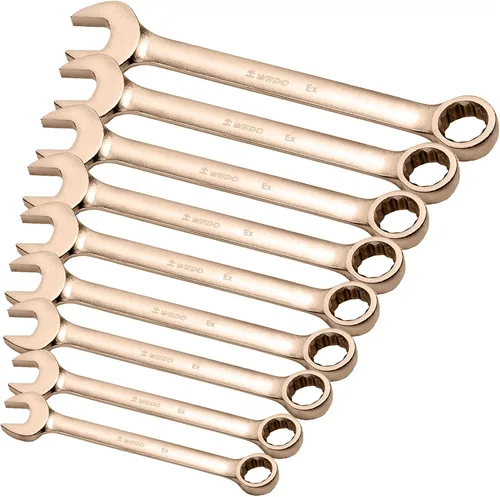 Vista 13 de WEDO Llave combinada sin chispas, llave combinada de seguridad sin chispas, bronce de aluminio, forja, DIN 3113, certificado BAM y FM, tamaño 1