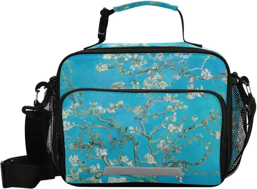 Vista 10 de Vangogh - Lonchera para niños con diseño de noche estrellada, organizador de doble aislamiento, impermeable y reutilizable, bolsa de comida