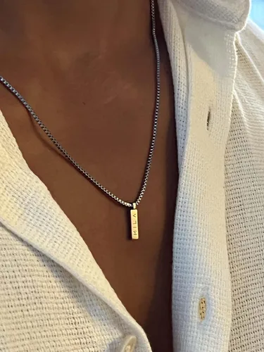 Vista 7 de Collar para hombre Collar con colgante en L Unisize L cadena de acero inoxidable para hombres y mujeres, collares geniales, cadena alternativa
