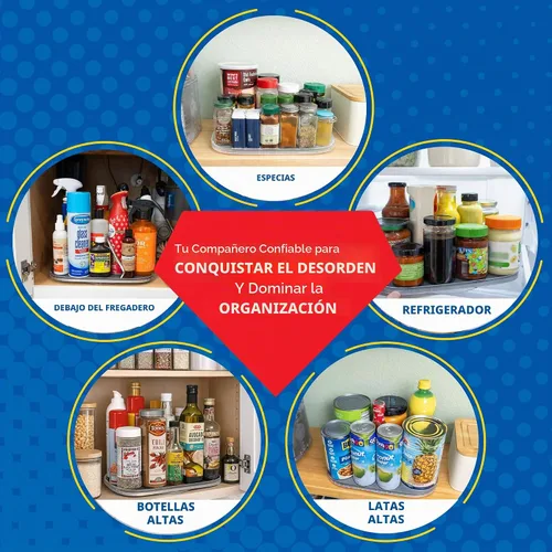 Vista 7 de Mighty Susan Sidekick Organizador Giratorio de Gabinete Reforzado con Acero - Plataforma Giratoria Rectangular para Botellas Altas y Almacenamiento