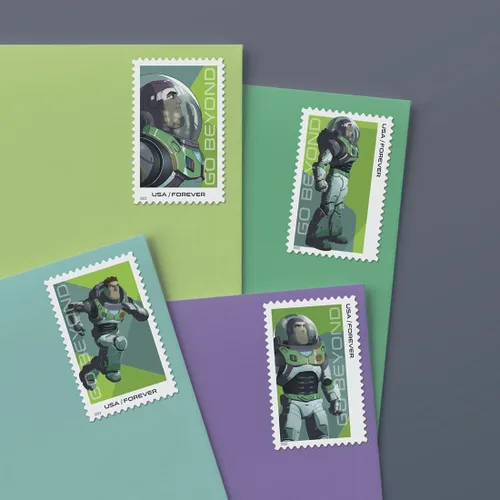 Vista 2 de Go Beyond 2022 (hoja de 20) Buzz Lightyear from Infinity to Forever First-Class Mail Forever Sellos postales