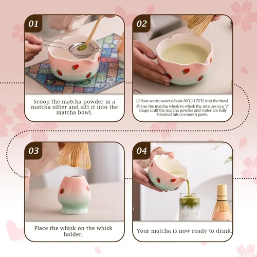 Vista 7 de Juego de batidor de matcha de 7 piezas, incluye cuenco de matcha