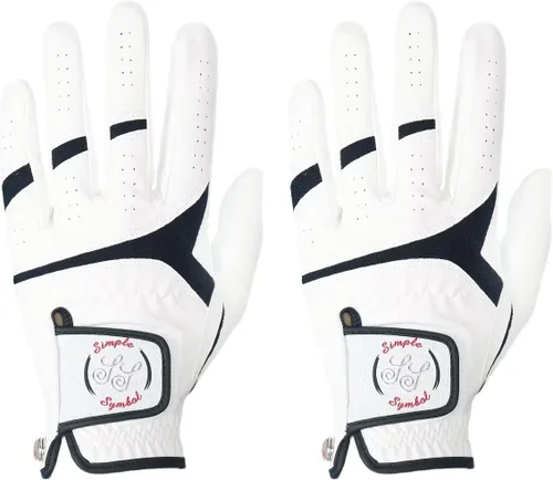 Vista 7 de Guantes de golf para hombre, cuero sintético de alta calidad, agarre estable, paquete de dos