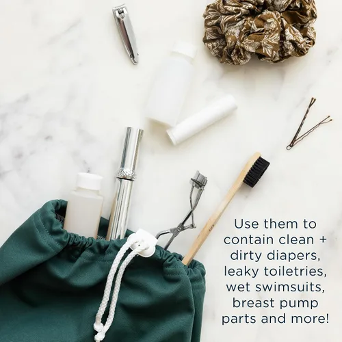 Vista 5 de Esembly Ditty Bag Duo - Bolsas húmedas reutilizables impermeables para pañales de tela, trajes de baño, artículos de tocador y aperitivos, juego
