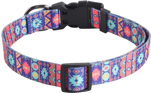 Vista 6 de Collar de perro suave ajustable: estampado de flores rosadas, multicolor, lindos patrones para mascotas, talla XS, pequeña, mediana y grande