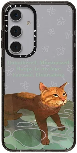 Vista 165 de CASETiFY Funda de impacto para Galaxy S22+ - Adhesivo Aries Moross, color negro transparente
