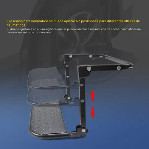 Vista 4 de DICMIC Escalón de neumático plegable y resistente para camión, SUV y RV, escalón ajustable montado en neumático se adapta a la mayoría de neumáticos