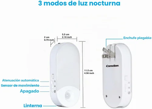 Vista 4 de Camelion 4-in-1 Power Failure Night Light,Flashlight,Motion Sensing, 3-Pack