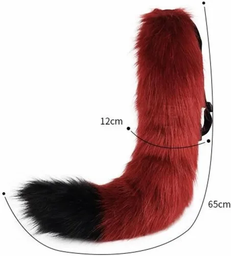 Vista 5 de Cola de zorro de 25.6 in (25.6 pulgadas) lobo gato cola larga de felpa suave y esponjosa, accesorios de fiesta de juegos de rol de Halloween