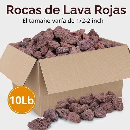 Vista 2 de Rocas de lava de 10 libras para hoguera, rocas de lava roja de 1 a 2 Rojo