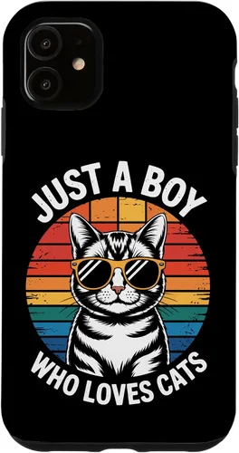 Vista 8 de Just A Boy Who Loves Cats Cat Dad Kitty Parent Feline Boys Case for iPhone 16