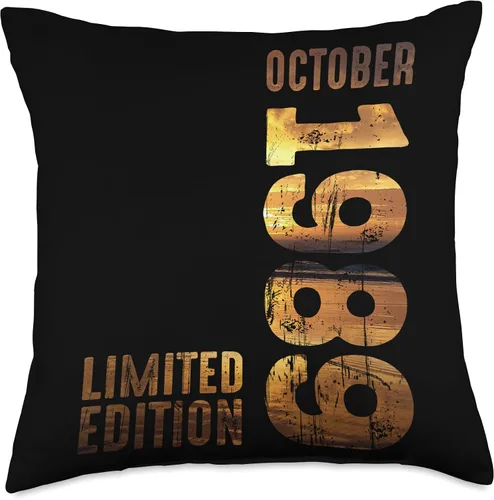 Vista 4 de Month October 1989 Retro Sunset 1989 Vintage 1989 Since 1989 Throw Pillow