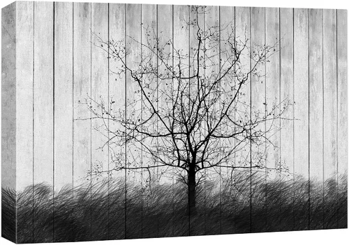 Vista 25 de wall26 - Paisaje rústico de montaña sobre un fondo de madera - Arte en lienzo para el hogar - 12 x 18 pulgadas