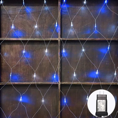 Vista 13 de Woohaha - Luces de red de Navidad para exteriores, 9.8 x 6.6 pies, 192 luces LED de hadas con 8 modos de iluminación, luz conectable para arbustos