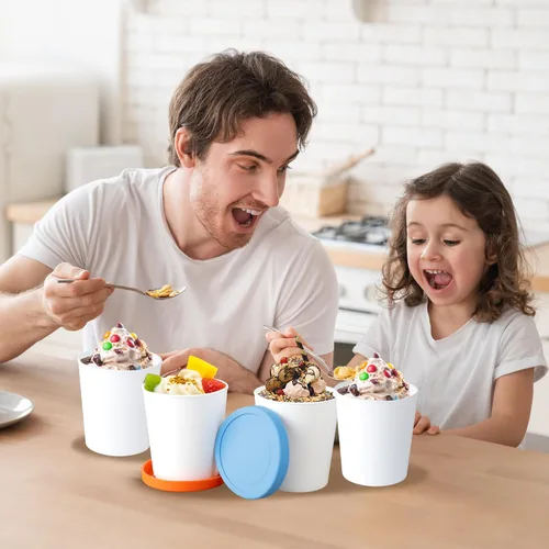 Vista 2 de Recipientes para helados caseros (paquete de 4 – 1 cuarto de galón cada uno), contenedores reutilizables de almacenamiento de helado