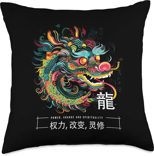 Vista 5 de Chinese New Year Of The Dragon 2024 Zodiac NS Dragon Zodiac Lunar Chinese New Year 2024 - Almohada de 16 x 16 pulgadas, multicolor