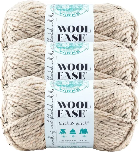 Vista 192 de Lion Brand Yarn - Ovillo de lana Wool-Ease Thick & Quick color fuerza aérea Super Bulky Wool Acrylic Blend Fiber for Soft Hats, Sweaters, Chunky