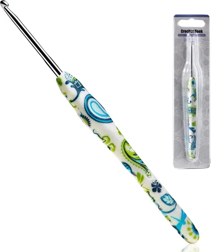 Vista 20 de 2.25mm Gancho de Ganchillo Looen, Mango Ergonómico para Manos Artríticas, Agujas de Tejer de Goma Suave Extra Largas para Principiantes de Crochet