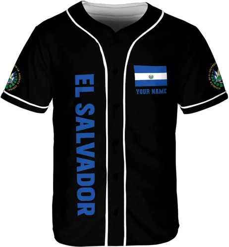 Vista 2 de Parvii Camiseta de béisbol personalizada de El Salvador Orgulloso, camiseta de El Salvador, camiseta de El Salvador, Jersey de El Salvador