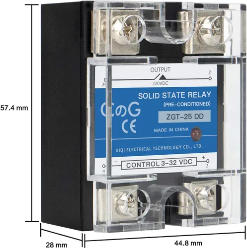 Vista 7 de CG Solid State Relay SSR-25DD DC to DC Input 3-32VDC To Output 5-240VDC 25A Single Phase Plastic Cover