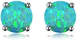 Vista 8 de Deslumbrantes aretes de ópalo chapados en oro rosa, aretes de botón de ópalo chapados en oro rosa de 18 quilates, 6MM redondos para mujer