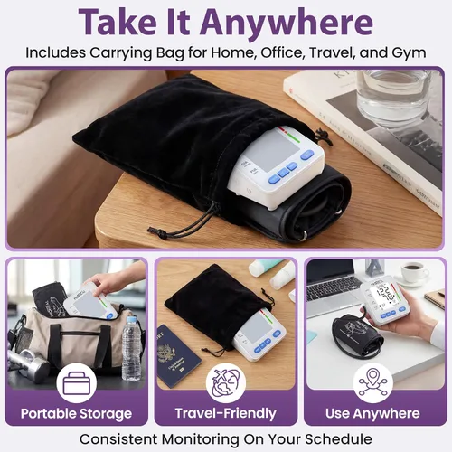 Vista 8 de Monitor de presión arterial para uso doméstico con brazalete grande para el brazo superior - Monitor de pulso parlante automático y máquina