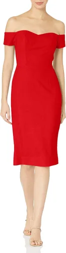 Vista 10 de Dress the Population Vestido para Mujer Bailey de Hombros Descubiertos Escote Corazón Ajustado Midi Tubo Negro