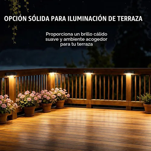 Vista 4 de Paquete de 12 luces solares para valla de cubierta al aire libre