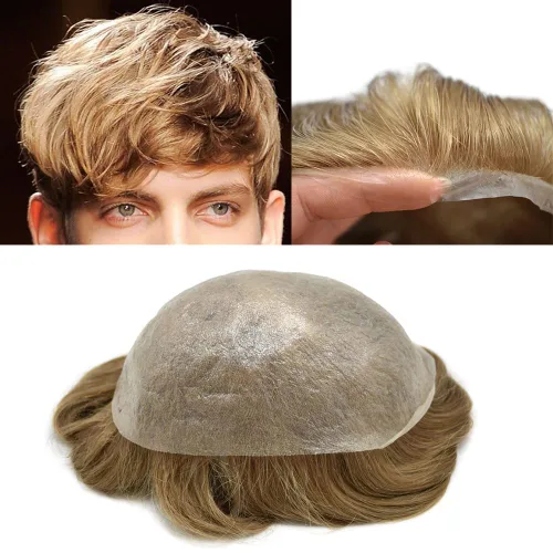 Vista 37 de Tupé para hombre, pieza de cabello humano real, sistema de reemplazo para hombres, piel ultrafina, para hombre, línea capilar natural, tupé para 17#