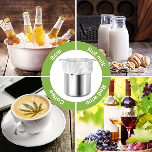 Vista 7 de Chumia Paquete de 5 Bolsas de Infusión Reutilizables Extra Grandes de 26 x 22 Pulgadas Filtros de Malla Fina para Cerveza Fría Bolsas de Colado