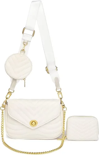 Vista 7 de JEEHAN - Bolsos bandolera acolchados para mujer, bolsos de hombro de diseño, monedero pequeño