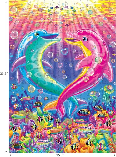 Vista 5 de RoseArt Lisa Frank Foil Dancing Dolphins - Rompecabezas de 300 piezas
