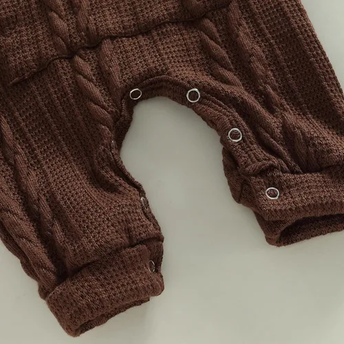 Vista 13 de Suéter de punto para niños y niñas, mameluco de manga larga con capucha y bolsillo