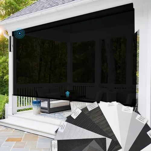 Vista 7 de SmartWings Persianas motorizadas para exteriores para patio, compatibles con materia, Homekit, Z-Wave, Alexa, Google, persianas enrollables 1% Beige