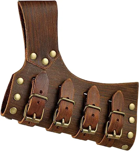 Vista 7 de Cinturón medieval de cuero de rana con hebilla ajustable para fiesta temática, accesorios de disfraces