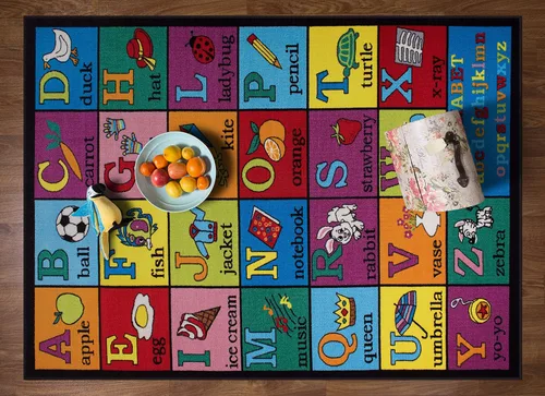 Vista 8 de Rugshop Alfombra antideslizante para niños con alfabeto educativo (no deslizante), 3 pies 3 pulgadas x 4 pies 7 pulgadas, multicolor