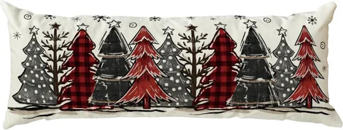 Vista 9 de AVOIN colorlife Funda de cojín decorativo de árboles de Navidad a cuadros búfalo rojos y negros acuarela, 16 x 16 pulgadas, funda de cojín